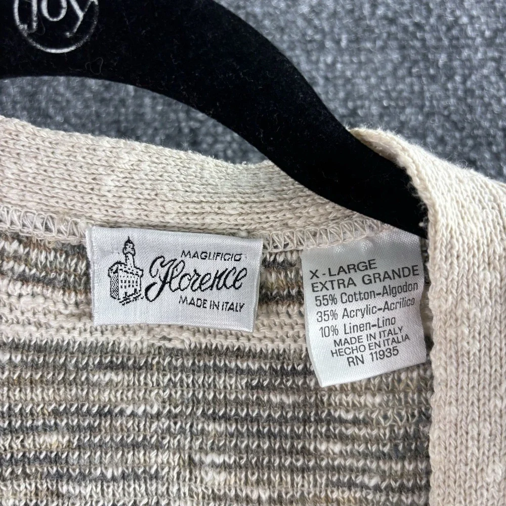 Vintage Florence Tricot 80s Italy Grandpa Cardigan XL Plaid Knit Button Sweater